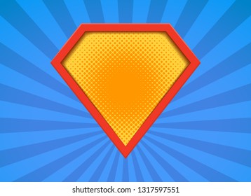 Superhero Vector Badge Logo. Super Hero Shield Man Icon Symbol Of Power.