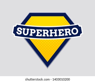 Superhero Vector Badge Logo. Super Hero Shield Man Icon Symbol Of Power.