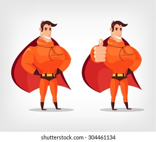 Superhero vector flat cartoon illustration set