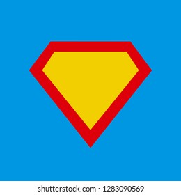 Icono vector superhéroe, imagen moderna y plana del logotipo. Forma de escudo superman aislada en fondo azul. Marco del logo de Superman.
