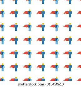 superhero vector icon seamless pattern, tiling ornament on white.