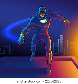 Superhero. Vector illustration on a background