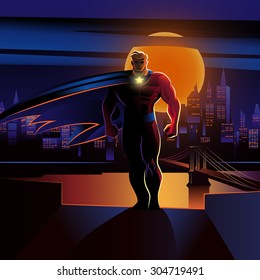 Superhero. Vector illustration on a background