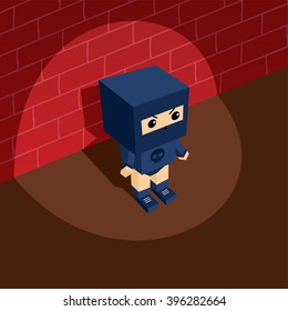 superhero villain - isometric cartoon