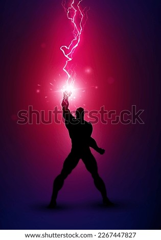 Superhero Or Villain With Red Lightning Force