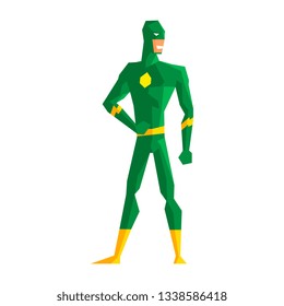 Superhero Wearing Green Suite Vector Illustration