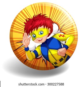 Superhero wearing mask on yellow badge