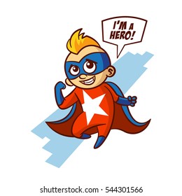 Superhero White Star Boy Sticker Vector Illustration