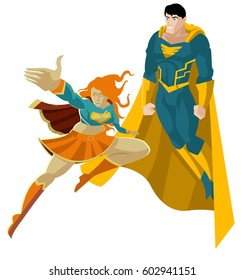 superhero woman and man