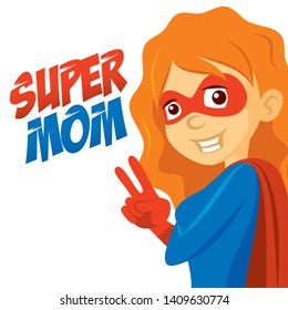 Superhero Woman. Supermom Cartoon character Vector illustration T-shirt design