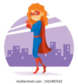 Superhero Woman Supermom Cartoon character Vector illustration T-shirt design
