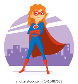 Superhero Woman Supermom Cartoon character Vector illustration T-shirt design