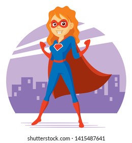 Superhero Woman Supermom Cartoon character Vector illustration T-shirt design