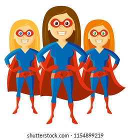 Superhero Woman Supermom Set Cartoon character Vector