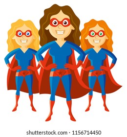 Superhero Woman Supermom Set Cartoon character Vector