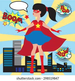 Superhero woman vector illustration