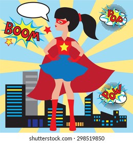 Superhero woman vector illustration