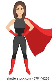 Superhero Woman Vector Illustration Isolated On White Background.