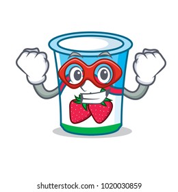 Superhero yogurt character cartoon style