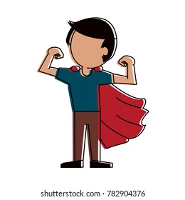 Superhero young man cartoon