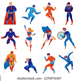 Superheroes Cartoon Comic Strip Electronic Games Characters With Superman Batwoman Spider Man Wonder Woman Isolated Vector Illustration