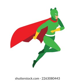 Superhéroes composición de personas isométricas con visión aislada de superhéroe usando colorida ilustración vectorial de vestuario