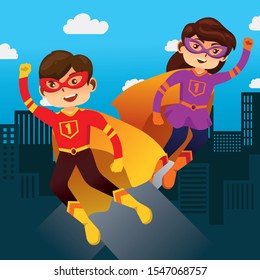 SUPERHEROES KIDS ILLUSTRATION. This design is suitable for design material, printing design, cute background and design for kids and teen. Kids and teen would sure love this superheroes picture!