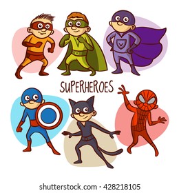 Superheroes. Kids. Vector Illustartion