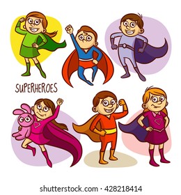 Superheroes. Kids. Vector Illustartion