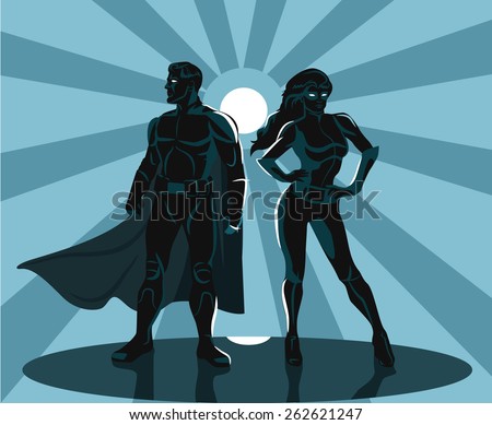 Superheroes silhouette vector illustration 