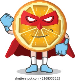 Superheroes slice orange fruits in different costumes set of colorful vector Illustrations
