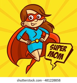 Superheroes Super Mom Family Vector Illustration