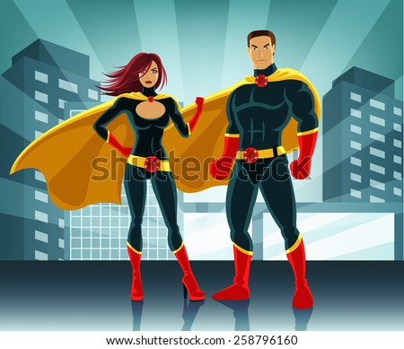 Superheroes vector colorful illustration