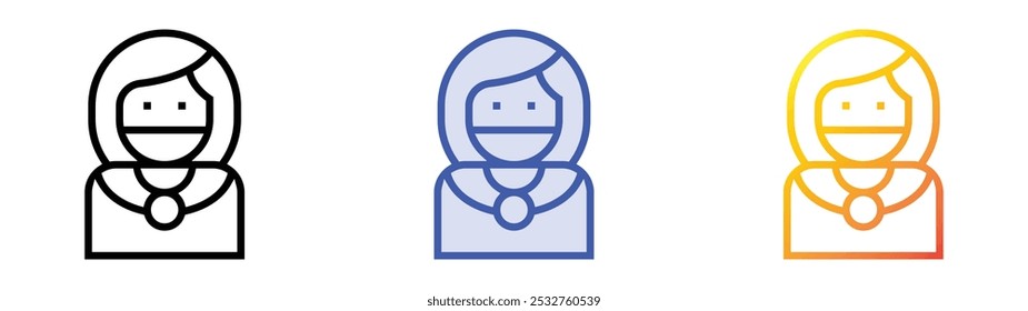 superheroine icon. Linear, Blue Fill and Gradient Style Design Isolated On White Background