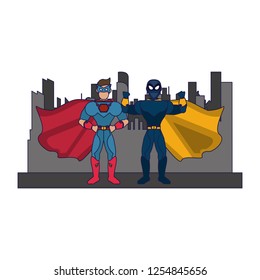 Superheros couple characters
