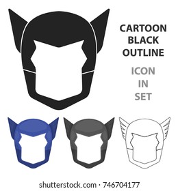 Superhero's helmet icon in cartoon style isolated on white background. Superhero's mask symbol stock vector illustration.