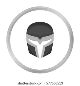 Superhero's helmet icon in monochrome style isolated on white background. Superhero's mask symbol stock vector illustration.