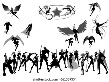 Superhelden-Silhouetten