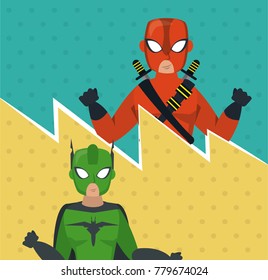 Superheros team cartoon