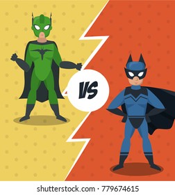Superheros versus match cartoon