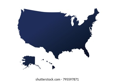 SUPERHigh Detail of US Map Blue Vector 