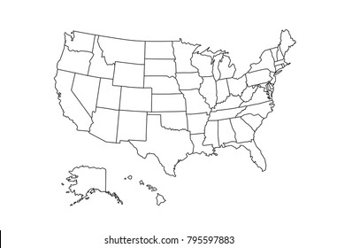 USA Map With Separated States. Colorful Outlines Of The 50 States With  Labels Royalty Free SVG, Cliparts, Vectors, and Stock Illustration. Image  94664466.