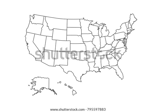 SUPERHigh Detail of US Map Outline Vector With\
Zoning Area