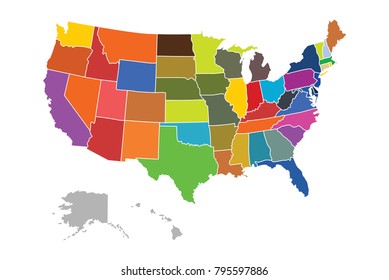 SUPERHigh Detail of US Map Vector With Zoning Colour Area