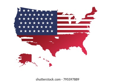 SUPERHigh Detail of US Map Vector With Flag