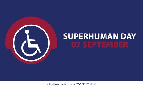 Superhuman Day vector banner design with geometric shapes and vibrant colors on a horizontal background.