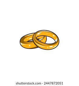 superimposed gold ring pair vector illustration