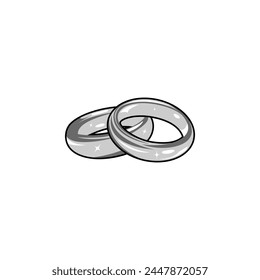 superimposed silver ring pair vector illustration