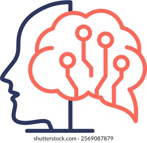 Superintelligence Icon Line Color Vector Illustration