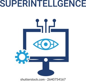 Superintelligence icons. Containing machine learning, data science, AI, virtual assistant, generative AI, technology, Turing test and more. Solid vector icons collection.